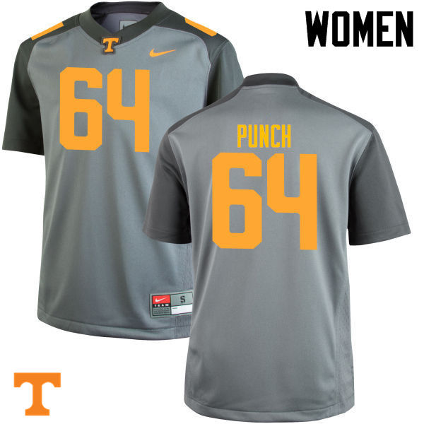 Women #64 Logan Punch Tennessee Volunteers College Football Jerseys-Gray
